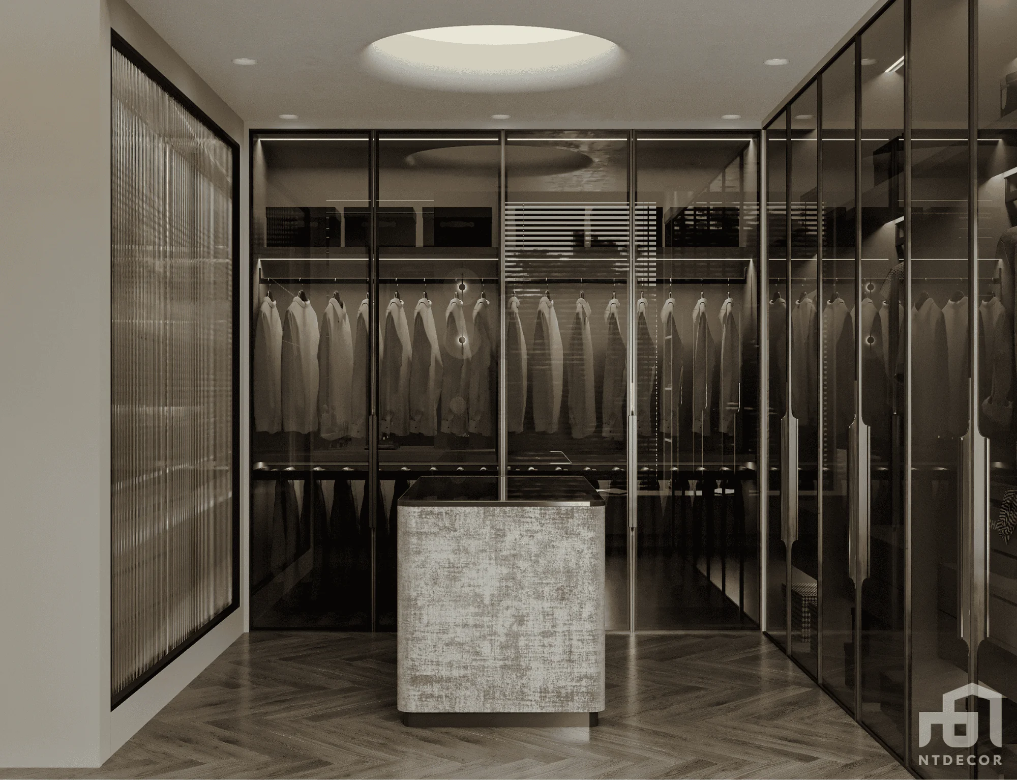 Dressing Room 3D Design Of Mr. Quang's Villa Interior Design Modern Style | NTDecor