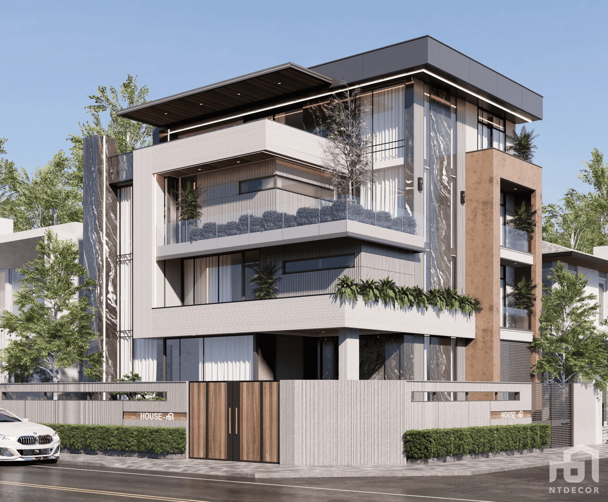 Facaded 3D Design Of Mr. Quang's Villa Interior Design Modern Style | NTDecor