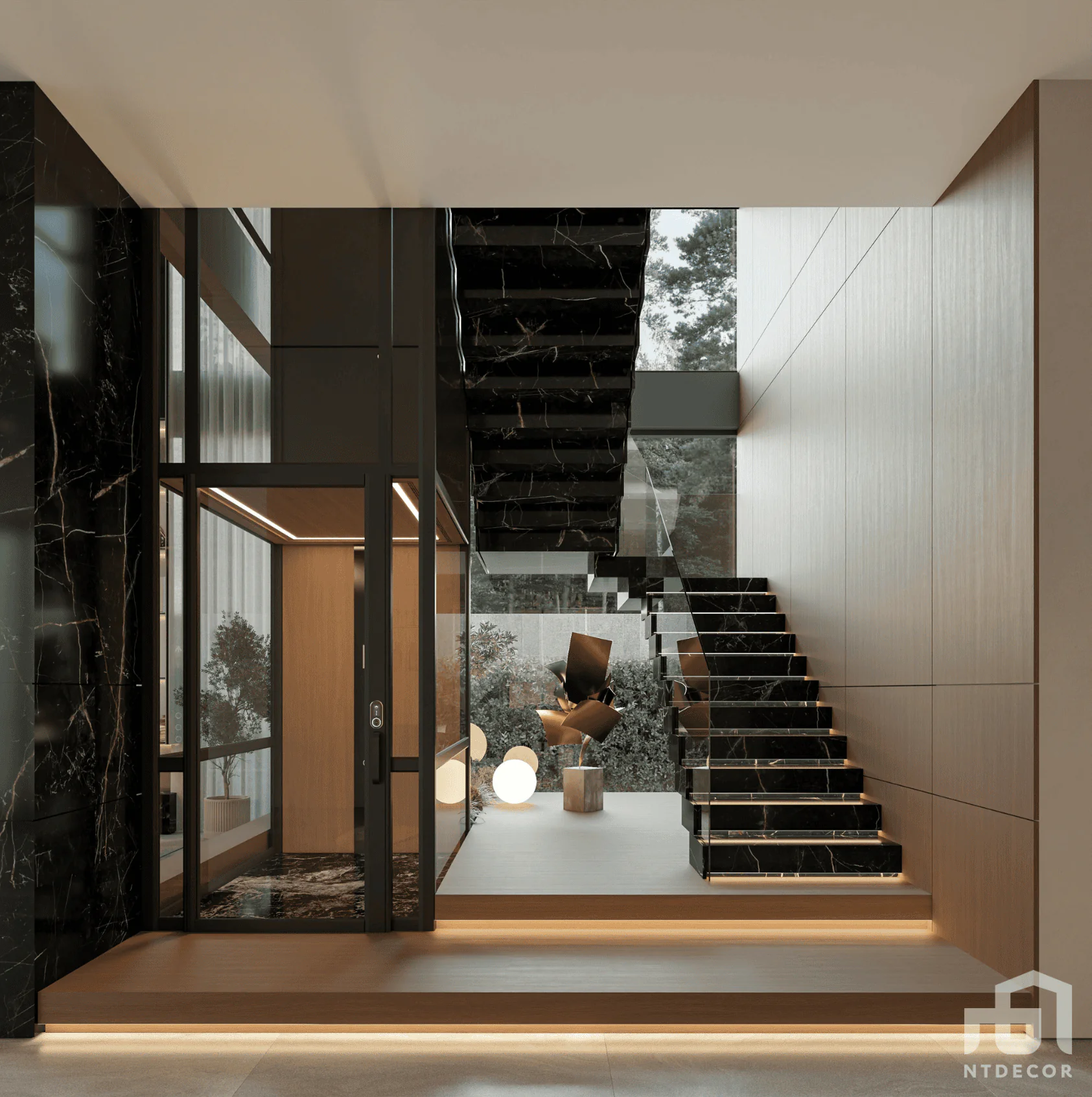Stair 3D Design Of Mr. Quang's Villa Interior Design Modern Style | NTDecor