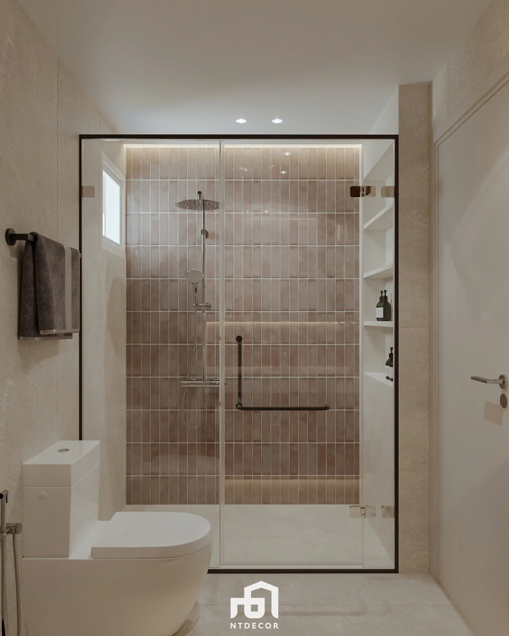 WC of Ms Ly Apartment 3D Design Modern Style Mix Japandi | NTDecor