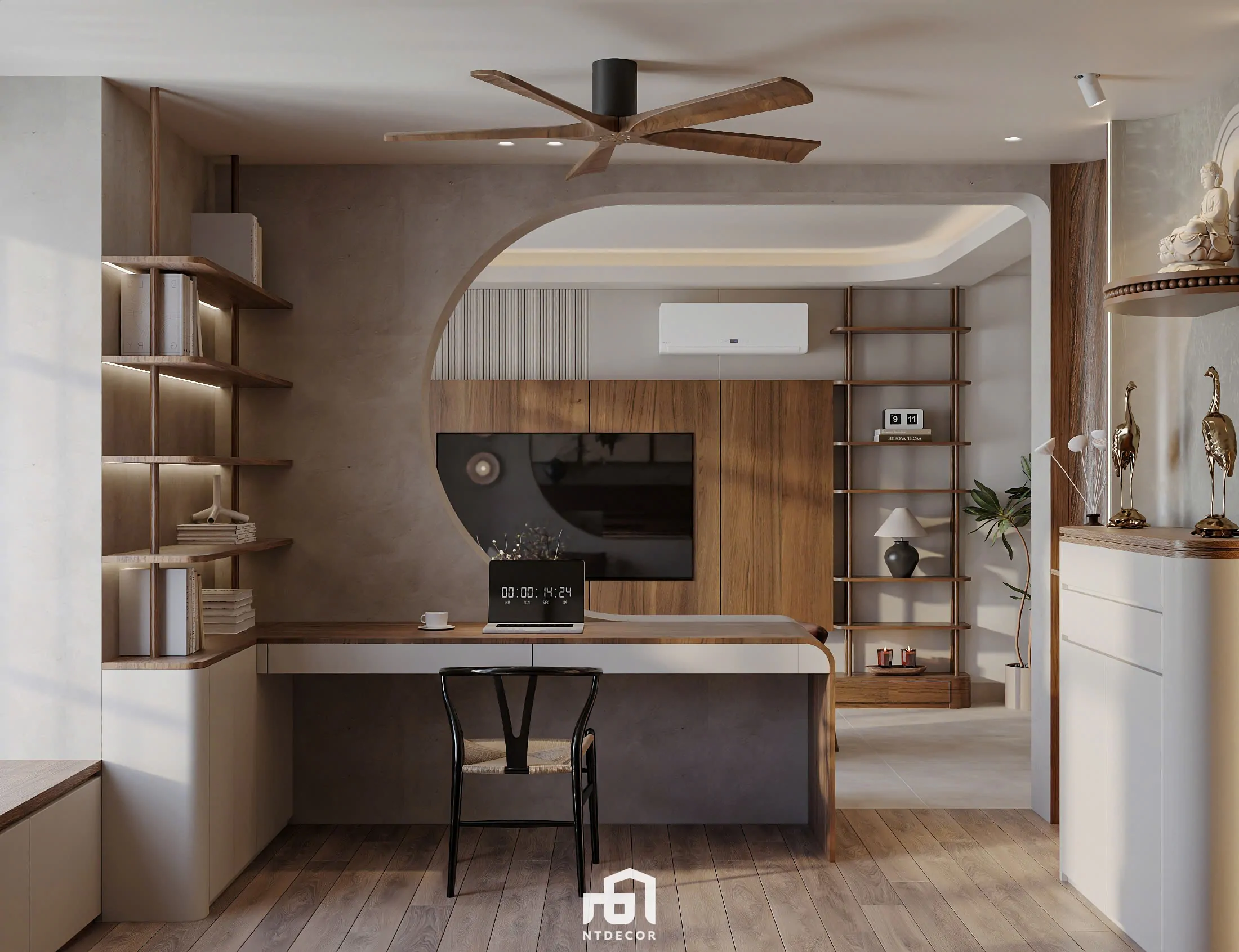 Kitchen of Ms Ly Apartment 3D Design Modern Style Mix Japandi | NTDecor
