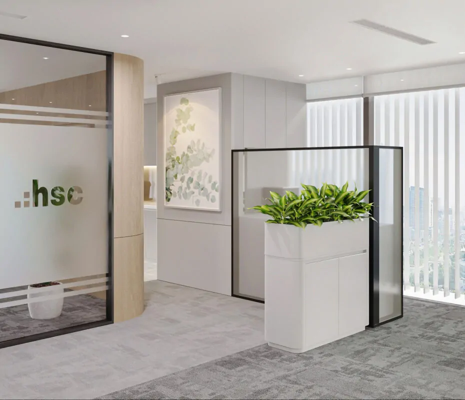 Working Area 3D interior design of HSC Office modern style | NTDecor