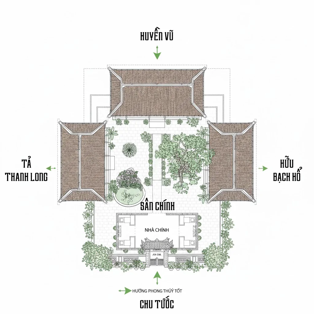 Phối cảnh tổng thể nhà tam hợp viện