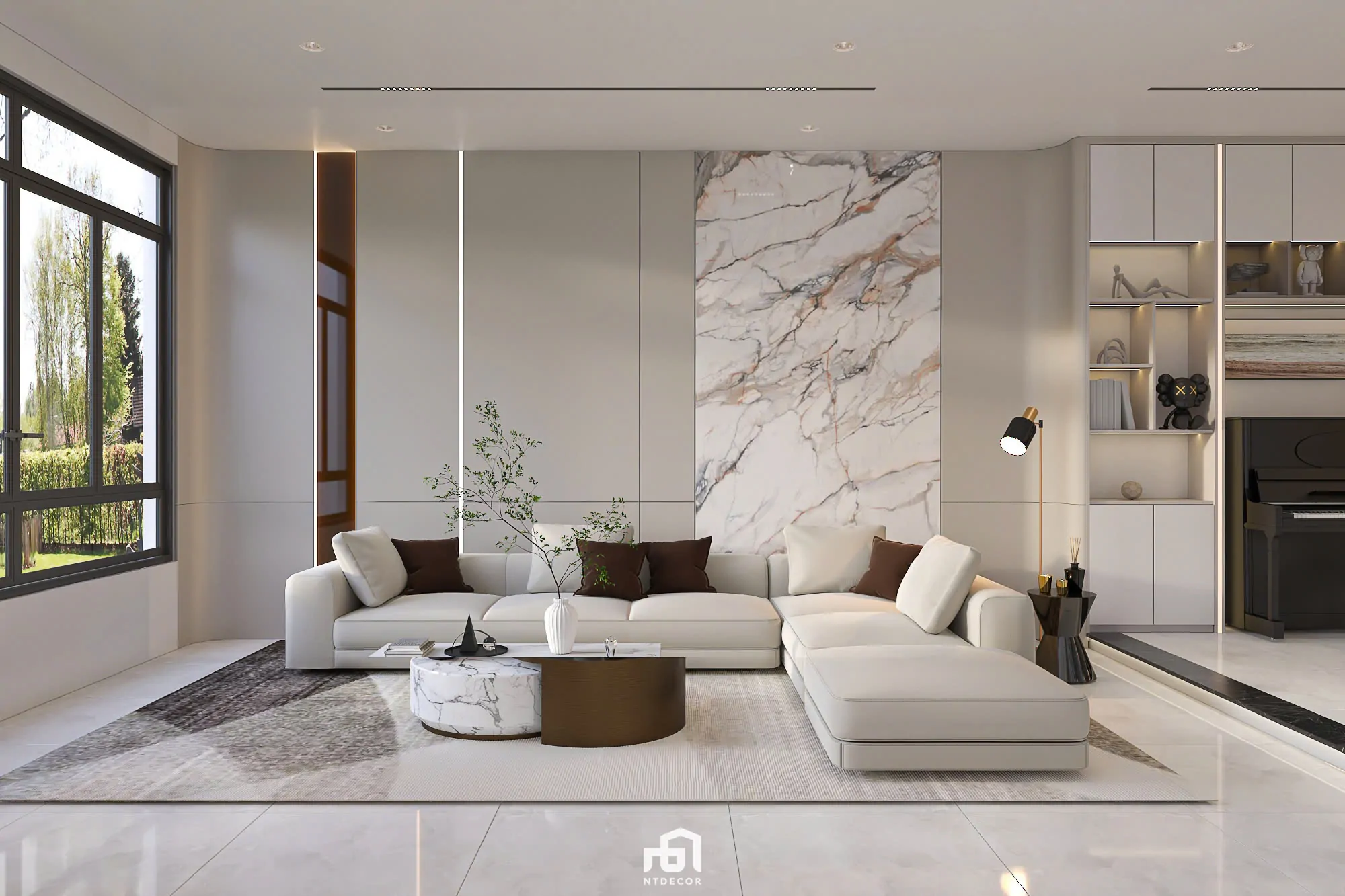 Living Room 3D Design of Bien Hoa House Interior Design Modern Style | NTDecor