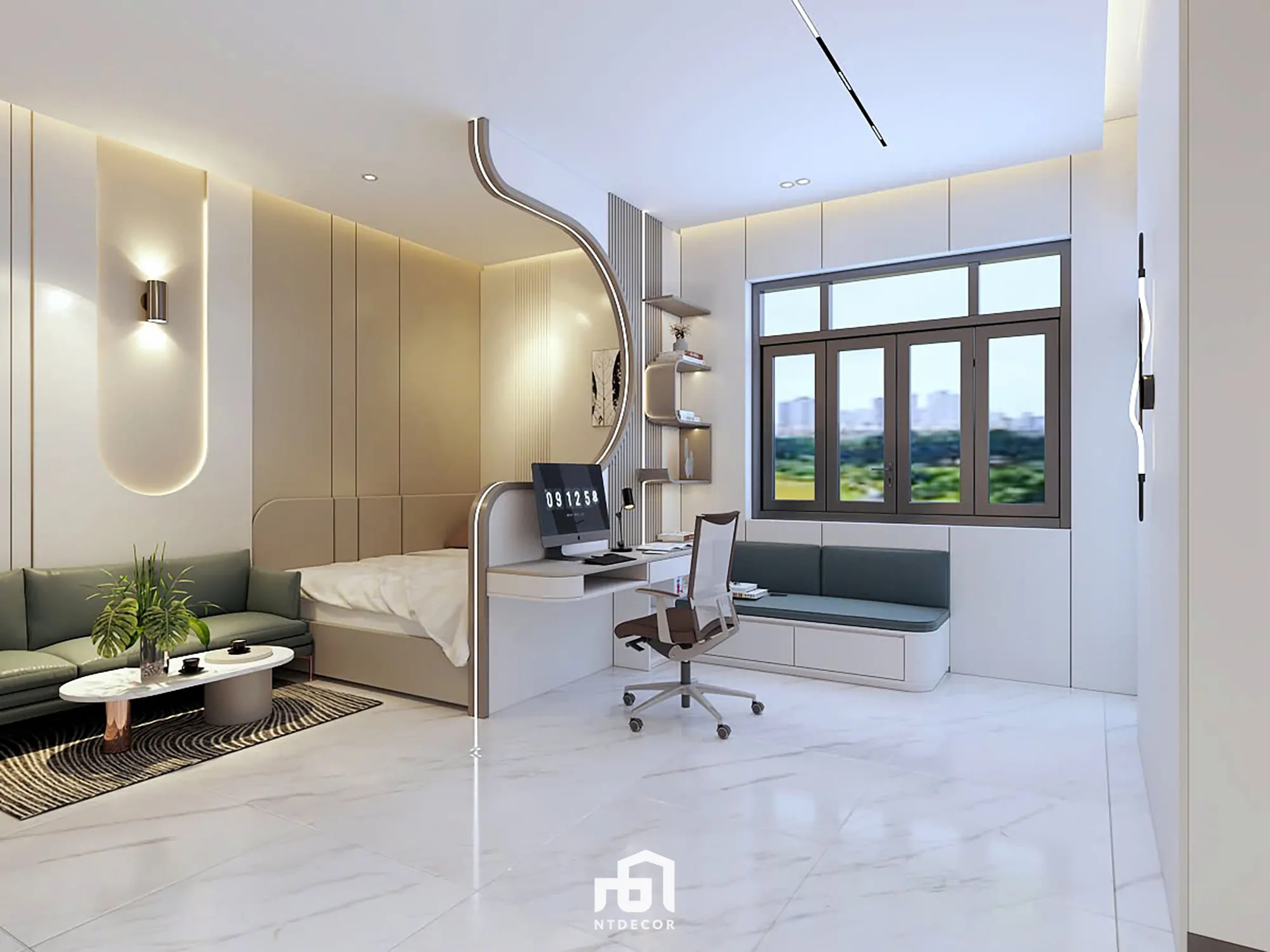 Bed Room 3D Design of Bien Hoa House Interior Design Modern Style | NTDecor