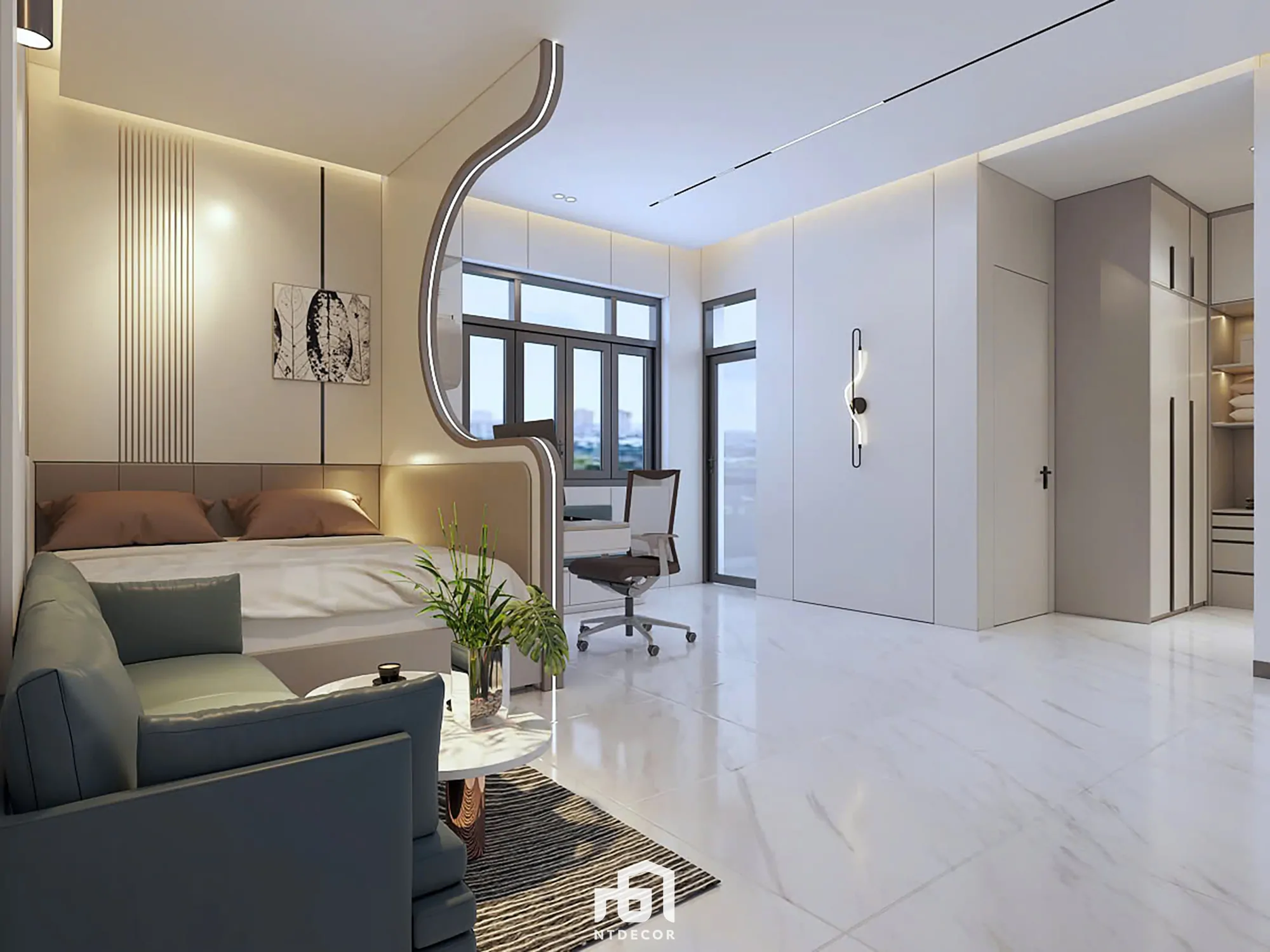 Bed Room 3D Design of Bien Hoa House Interior Design Modern Style | NTDecor