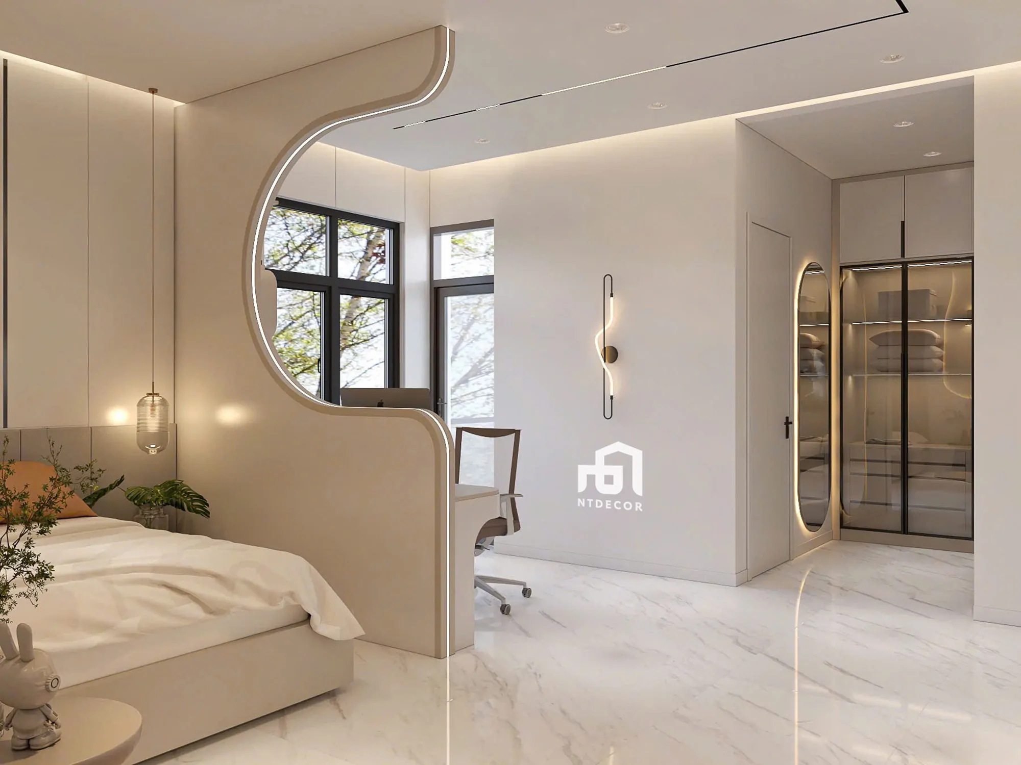 Bed Room 3D Design of Bien Hoa House Interior Design Modern Style | NTDecor