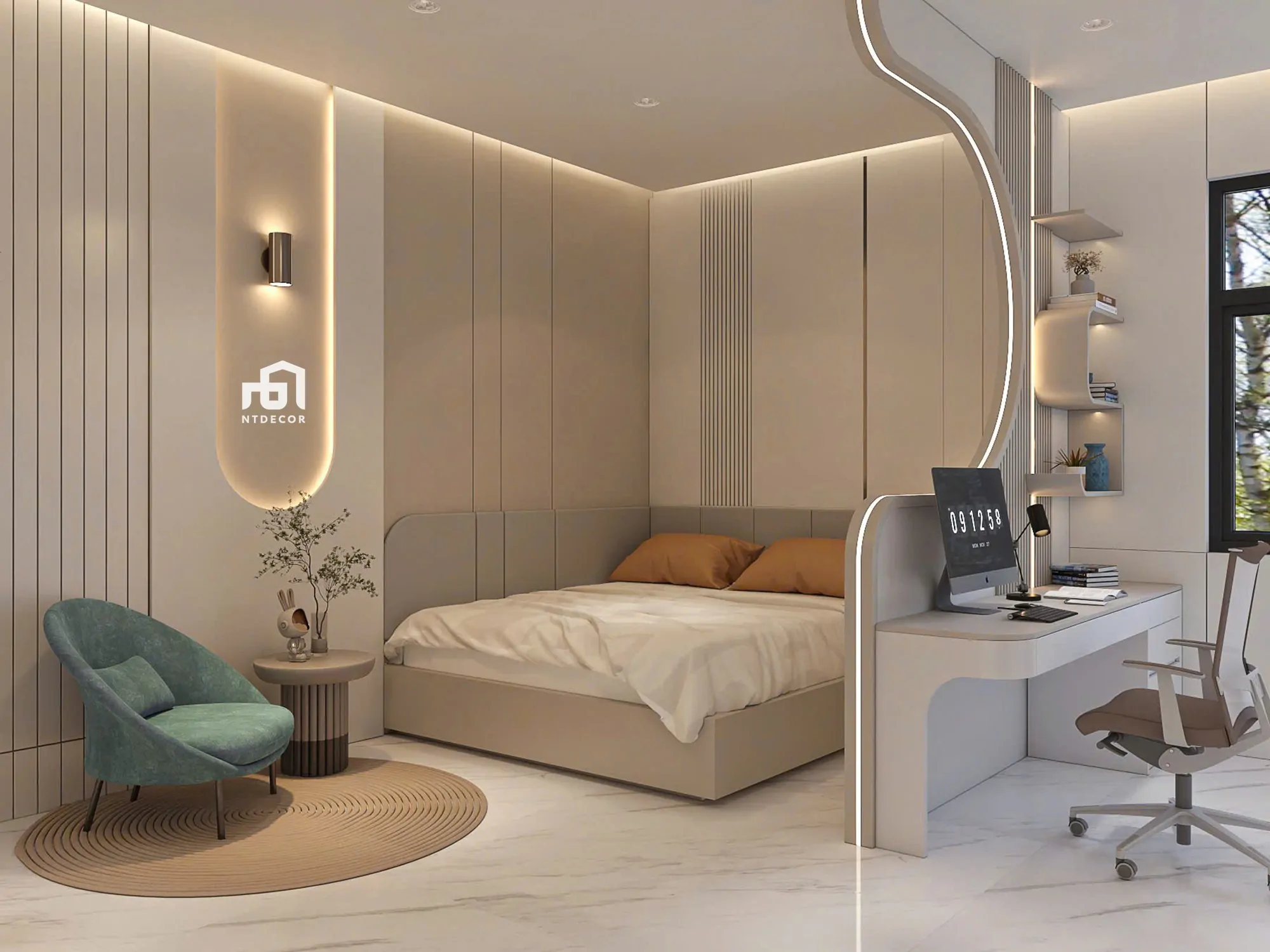 Bed Room 3D Design of Bien Hoa House Interior Design Modern Style | NTDecor