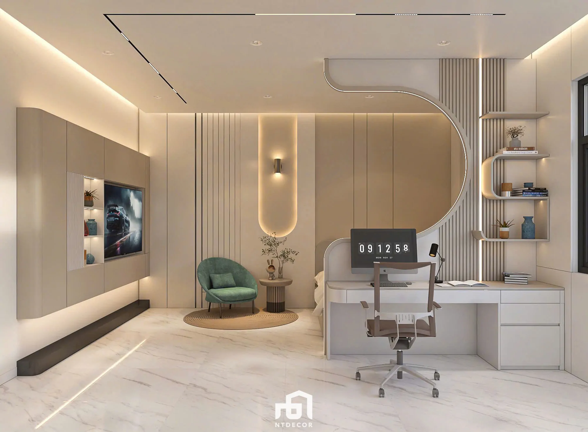 Bed Room 3D Design of Bien Hoa House Interior Design Modern Style | NTDecor