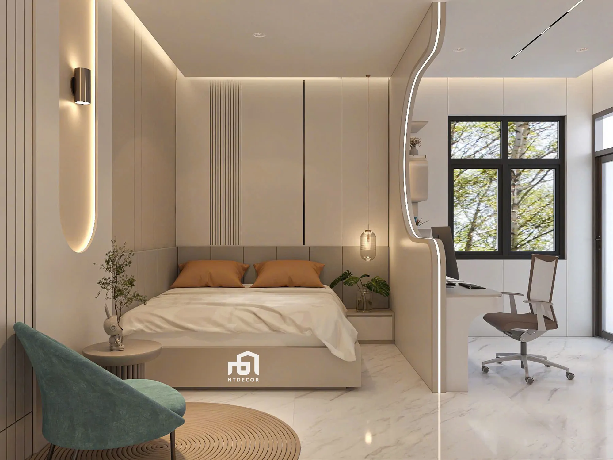 Bed Room 3D Design of Bien Hoa House Interior Design Modern Style | NTDecor