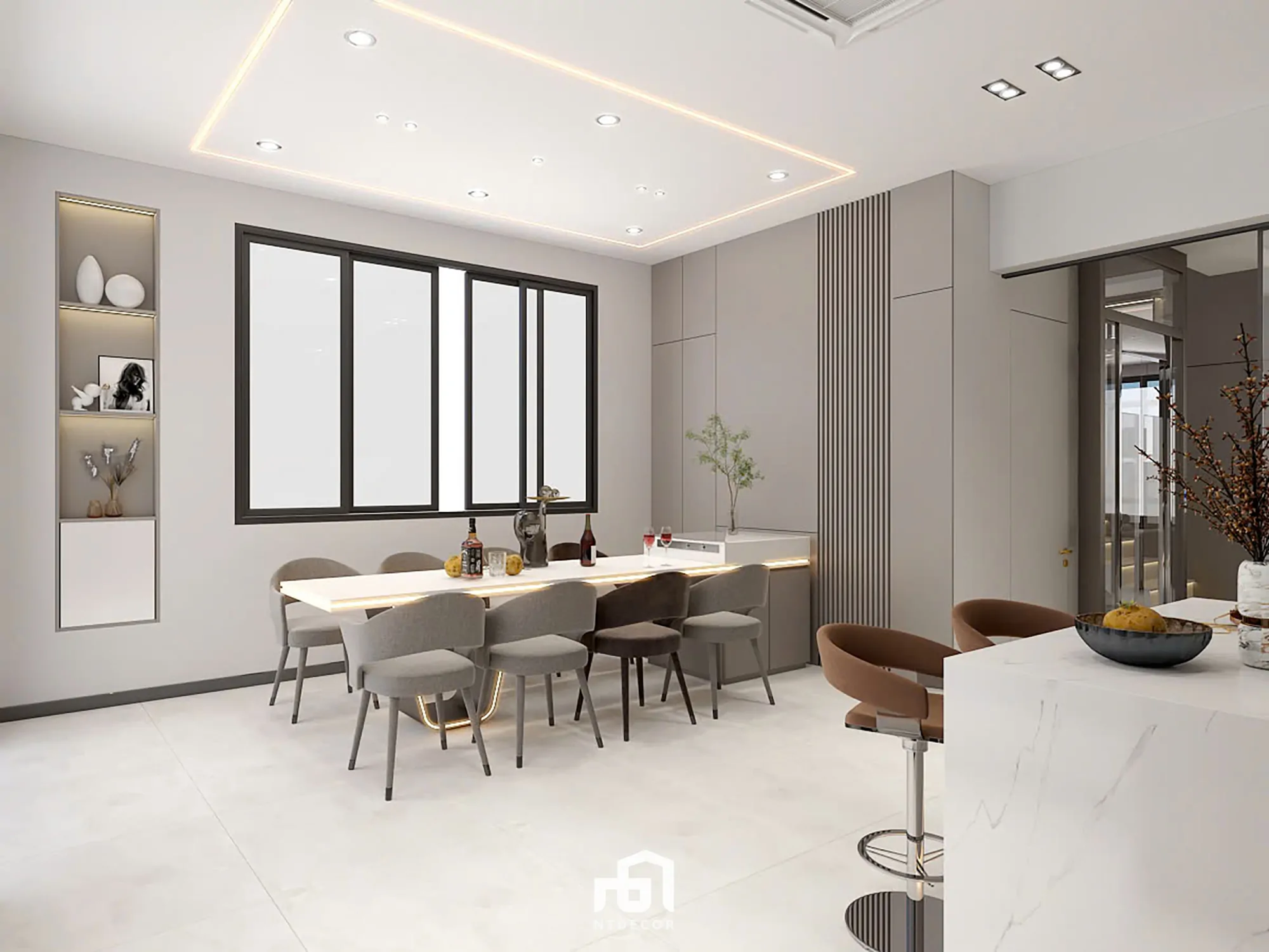 Kitchen 3D Design of Bien Hoa House Interior Design Modern Style | NTDecor