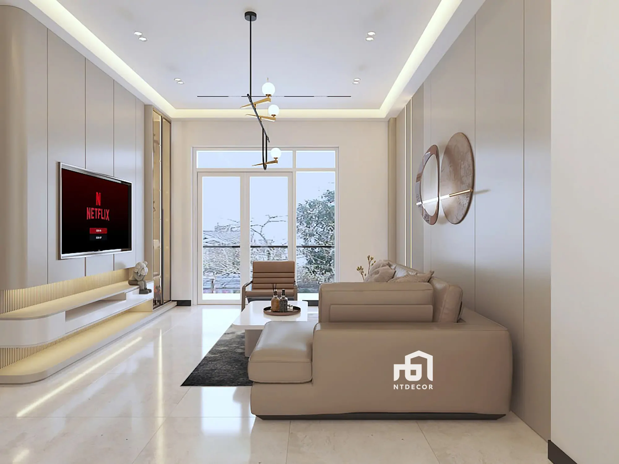 Living Room 3D Design of Bien Hoa House Interior Design Modern Style | NTDecor