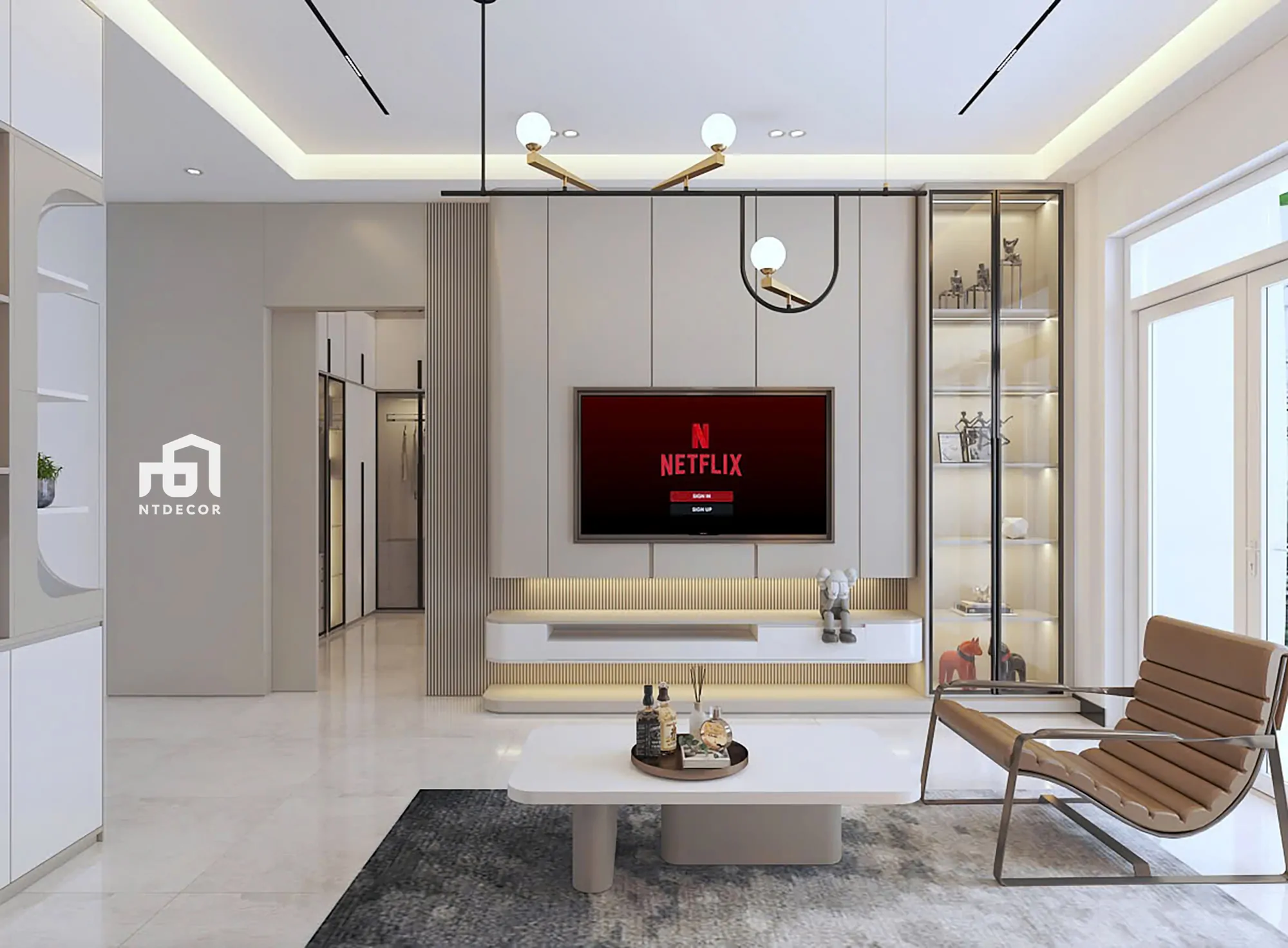 Living Room 3D Design of Bien Hoa House Interior Design Modern Style | NTDecor