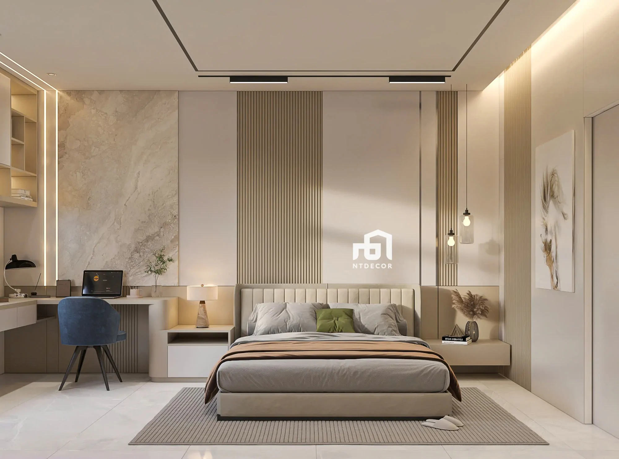 Bed Room 3D Design of Bien Hoa House Interior Design Modern Style | NTDecor