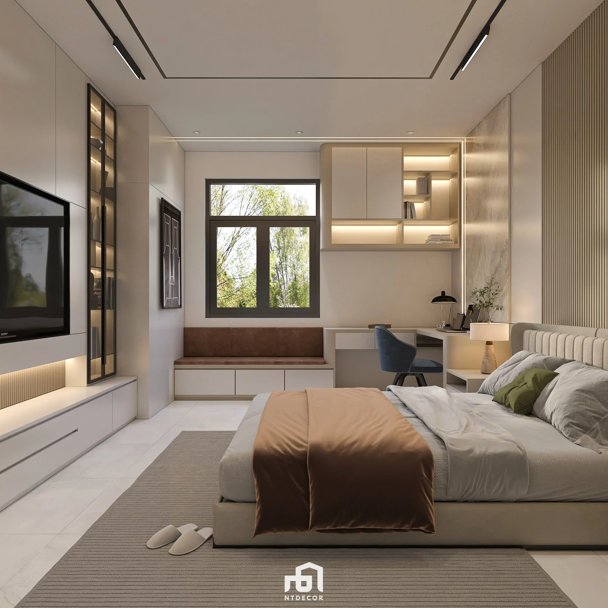 Bed Room 3D Design of Bien Hoa House Interior Design Modern Style | NTDecor