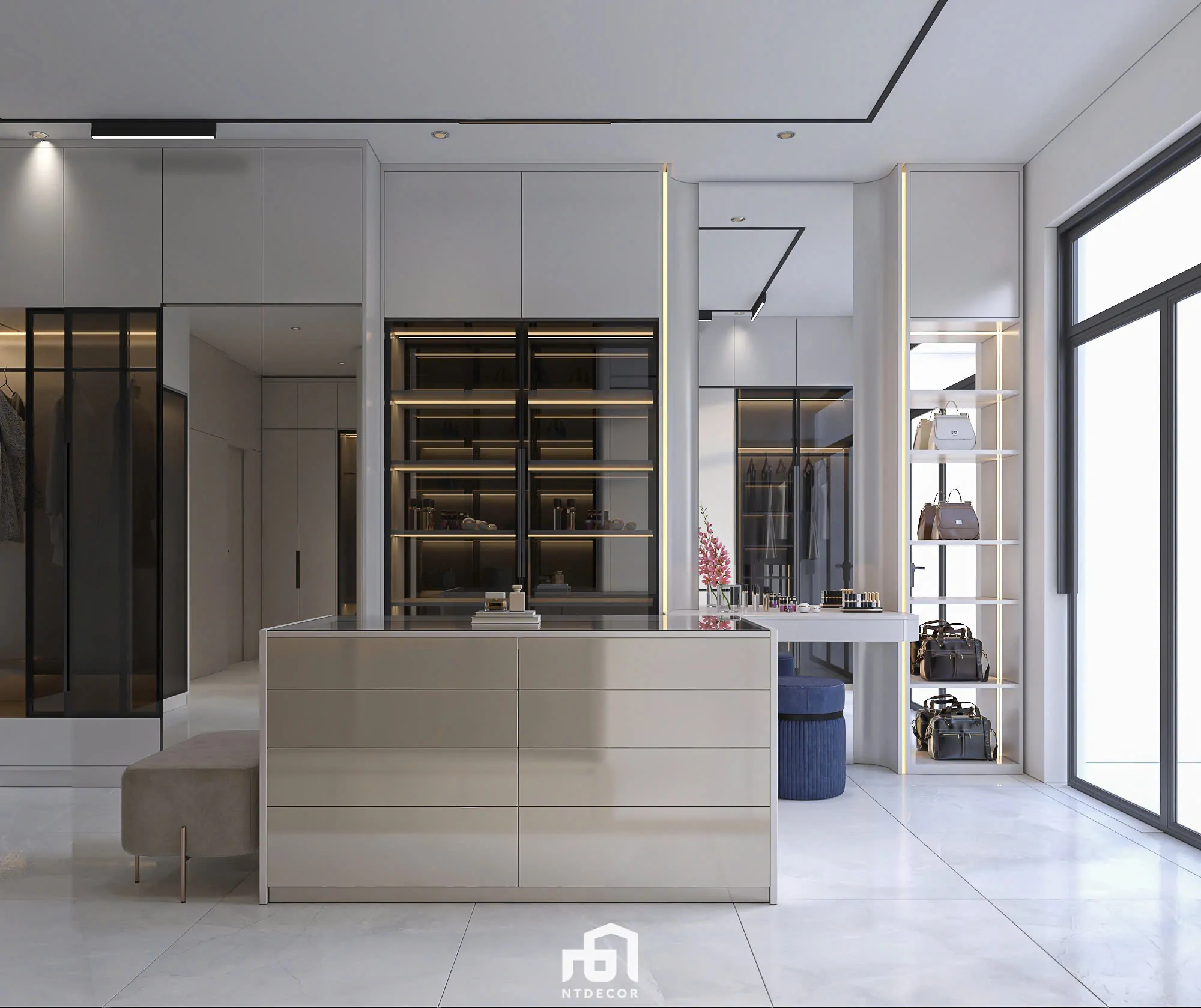 Makeup Room 3D Design of Bien Hoa House Interior Design Modern Style | NTDecor