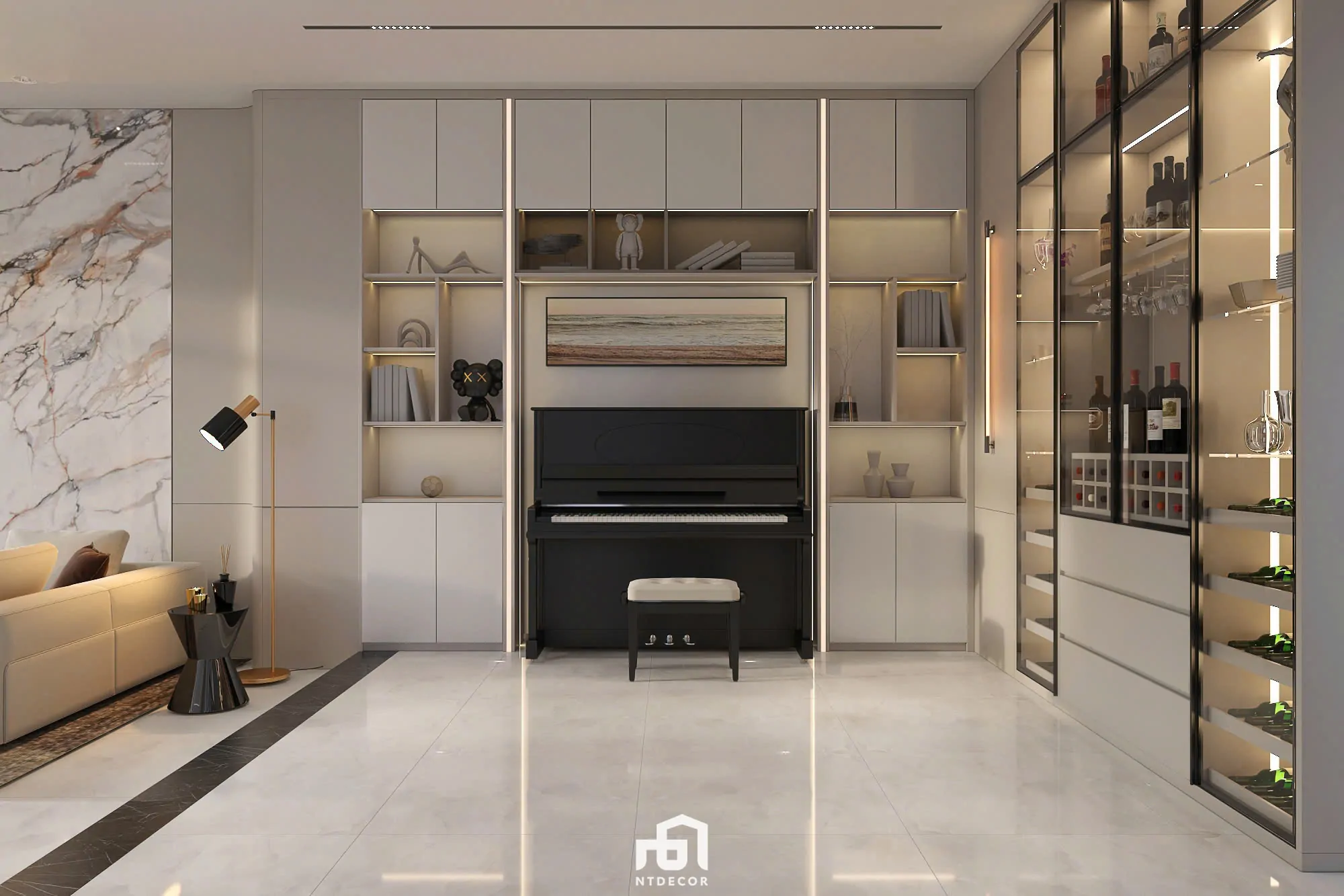 Living Room 3D Design of Bien Hoa House Interior Design Modern Style | NTDecor