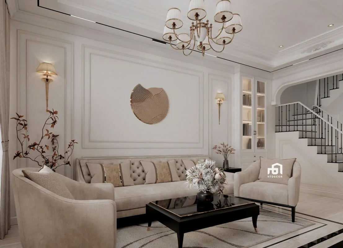 Living Room 3D Design of Interior Design Modern Classic Style | NTDecor