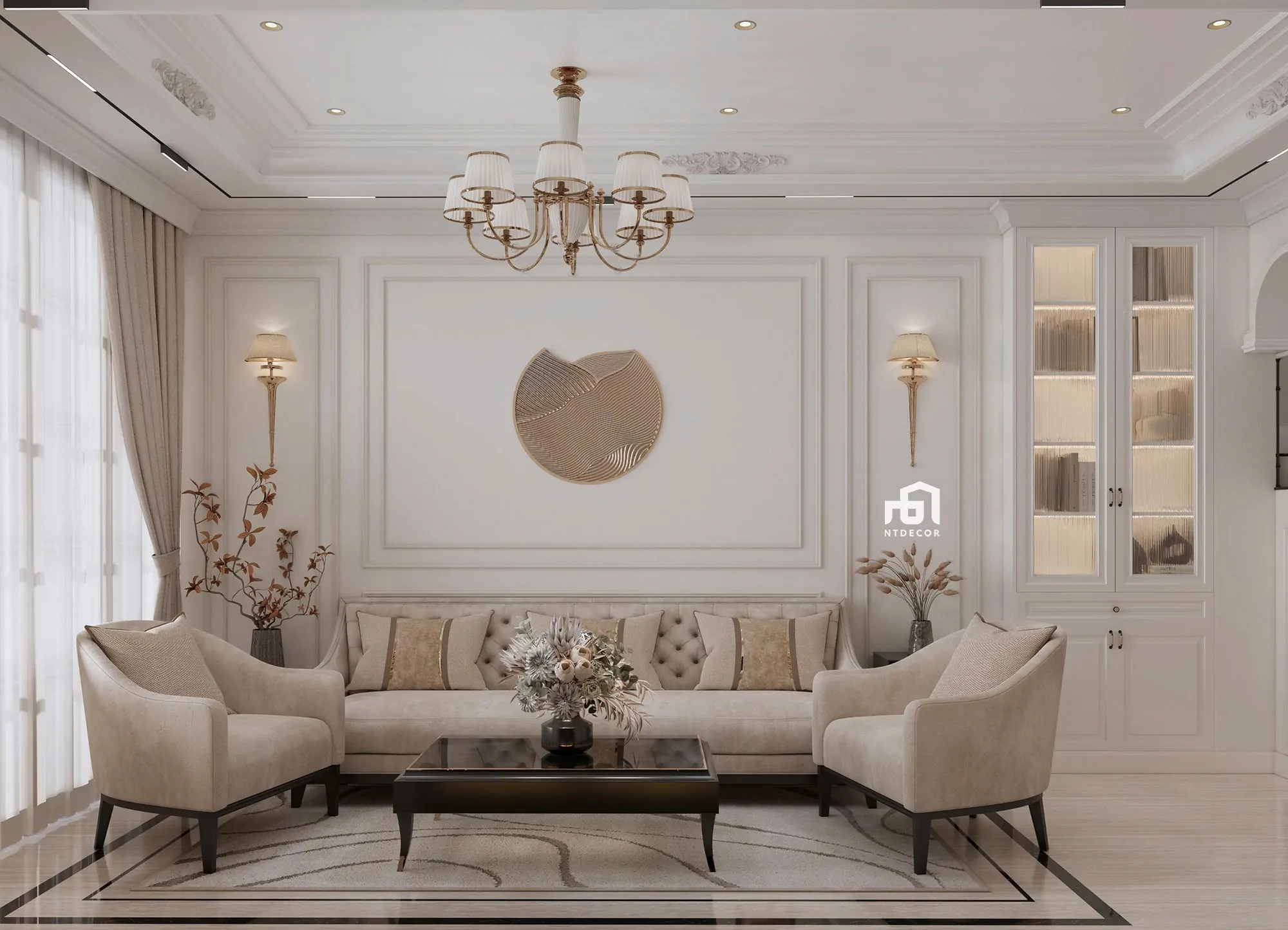 Living Room 3D Design of Interior Design Modern Classic Style | NTDecor
