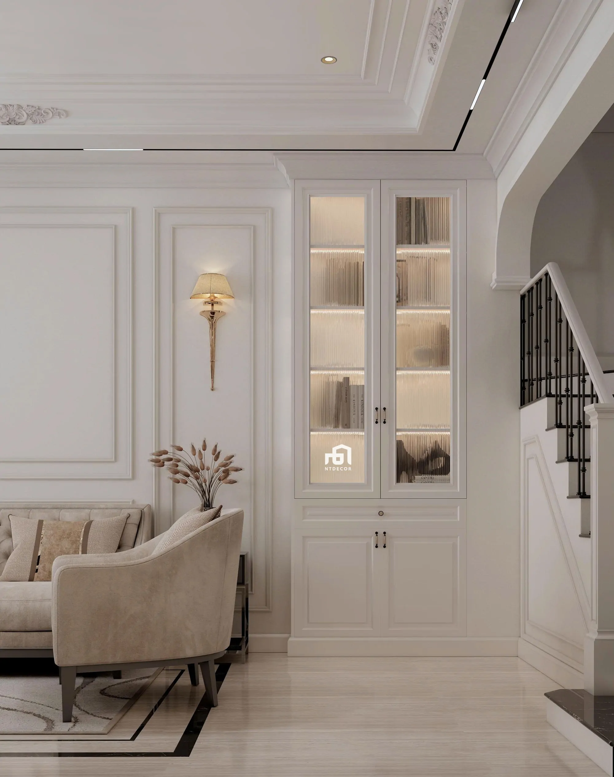 Living Room 3D Design of Interior Design Modern Classic Style | NTDecor