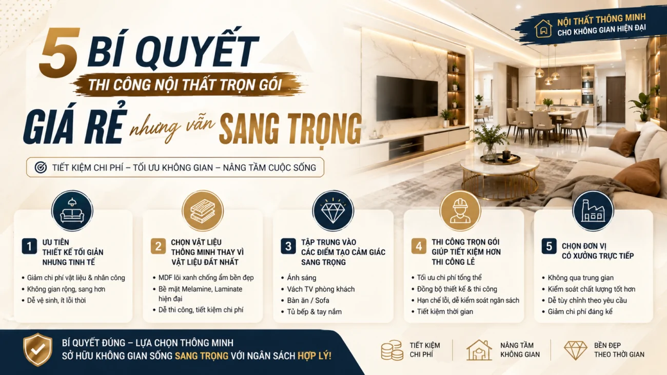 5 Bí quyết thi công nội thất trọn gói giá rẻ nhưng vẫn sang trọng