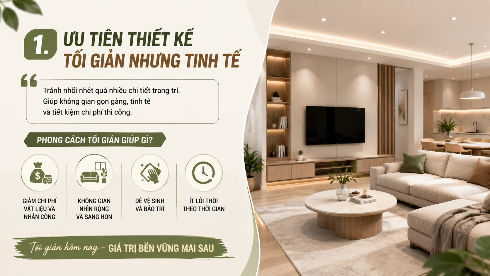 thiết kế nội thất tối giản hiện đại