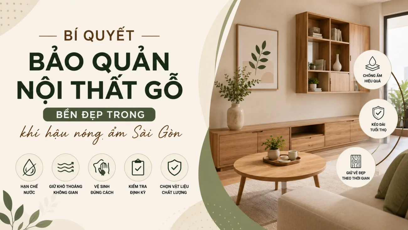 Cách bảo quản nội thất gỗ công nghiệp bền đẹp trong khí hậu nóng ẩm Sài Gòn