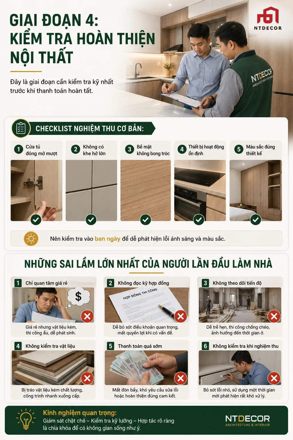 nghiệm thu nội thất - sai lầm khi làm nhà