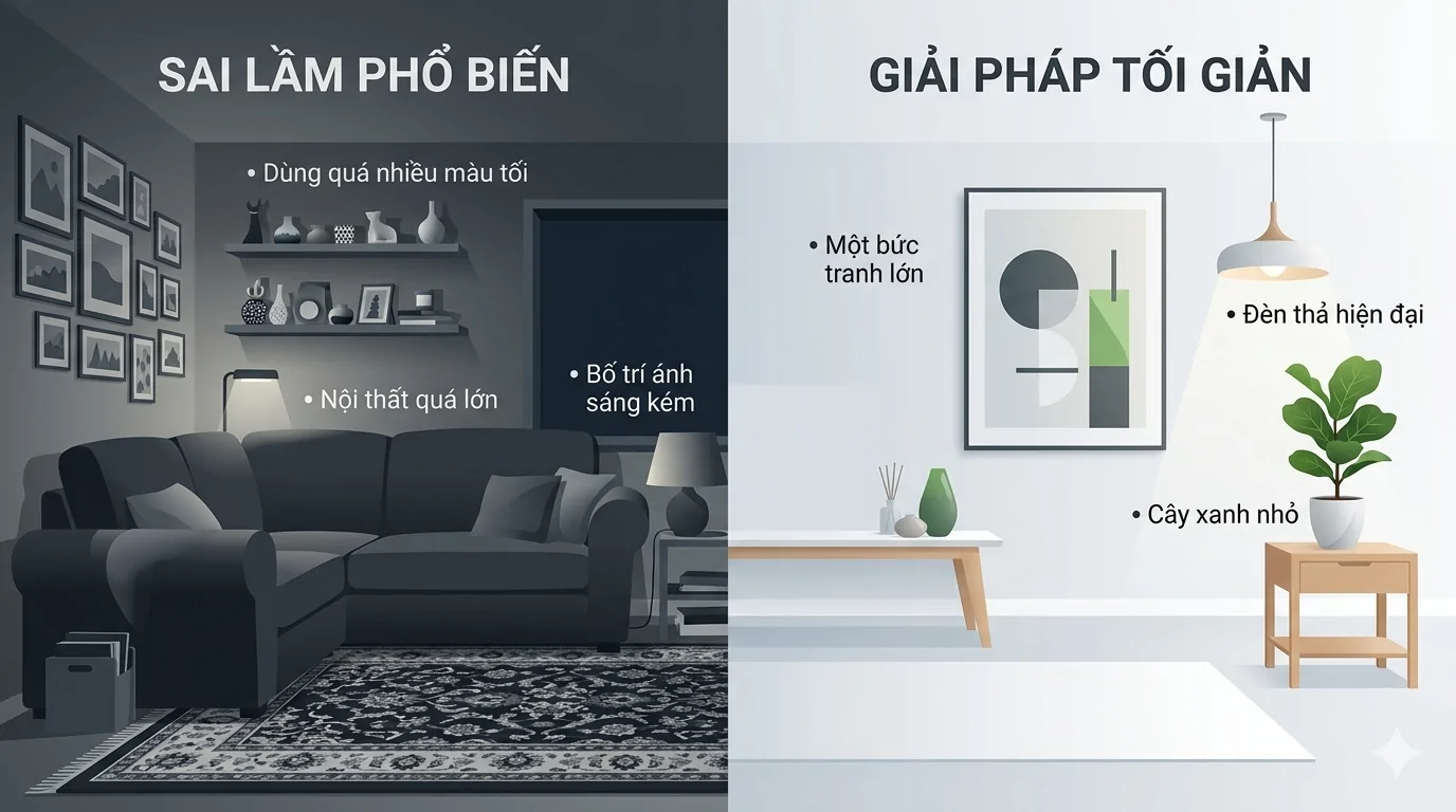 trang trí căn hộ tối giản