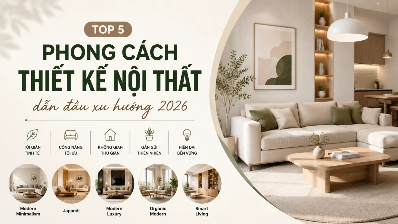 Top 5 phong cách thiết kế nội thất dẫn đầu xu hướng 2026