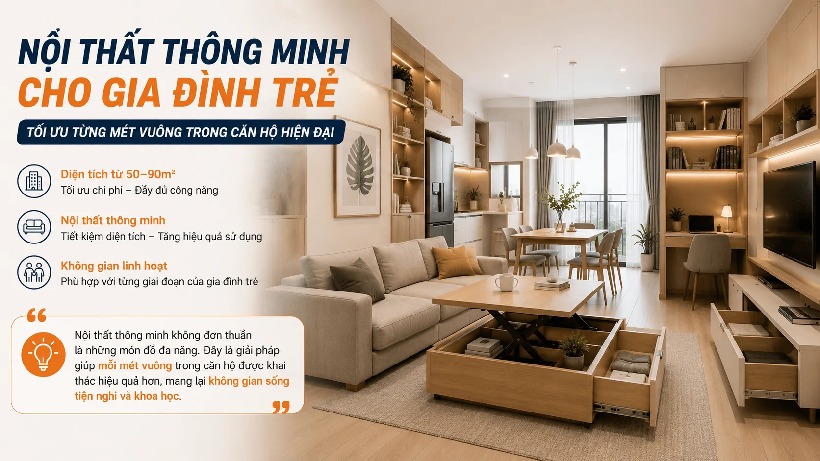 Nội thất thông minh cho gia đình trẻ