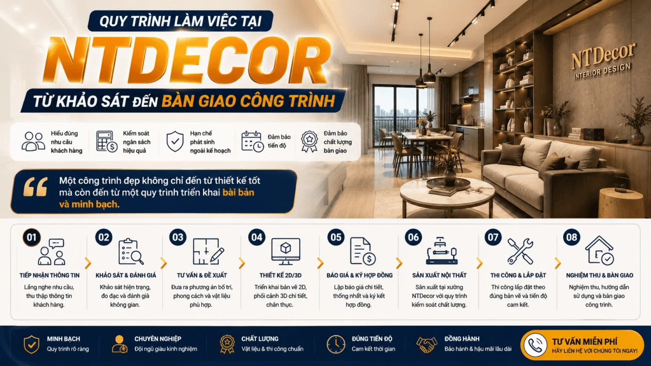 Quy trình làm việc tại NTDecor: Từ khảo sát đến bàn giao công trình