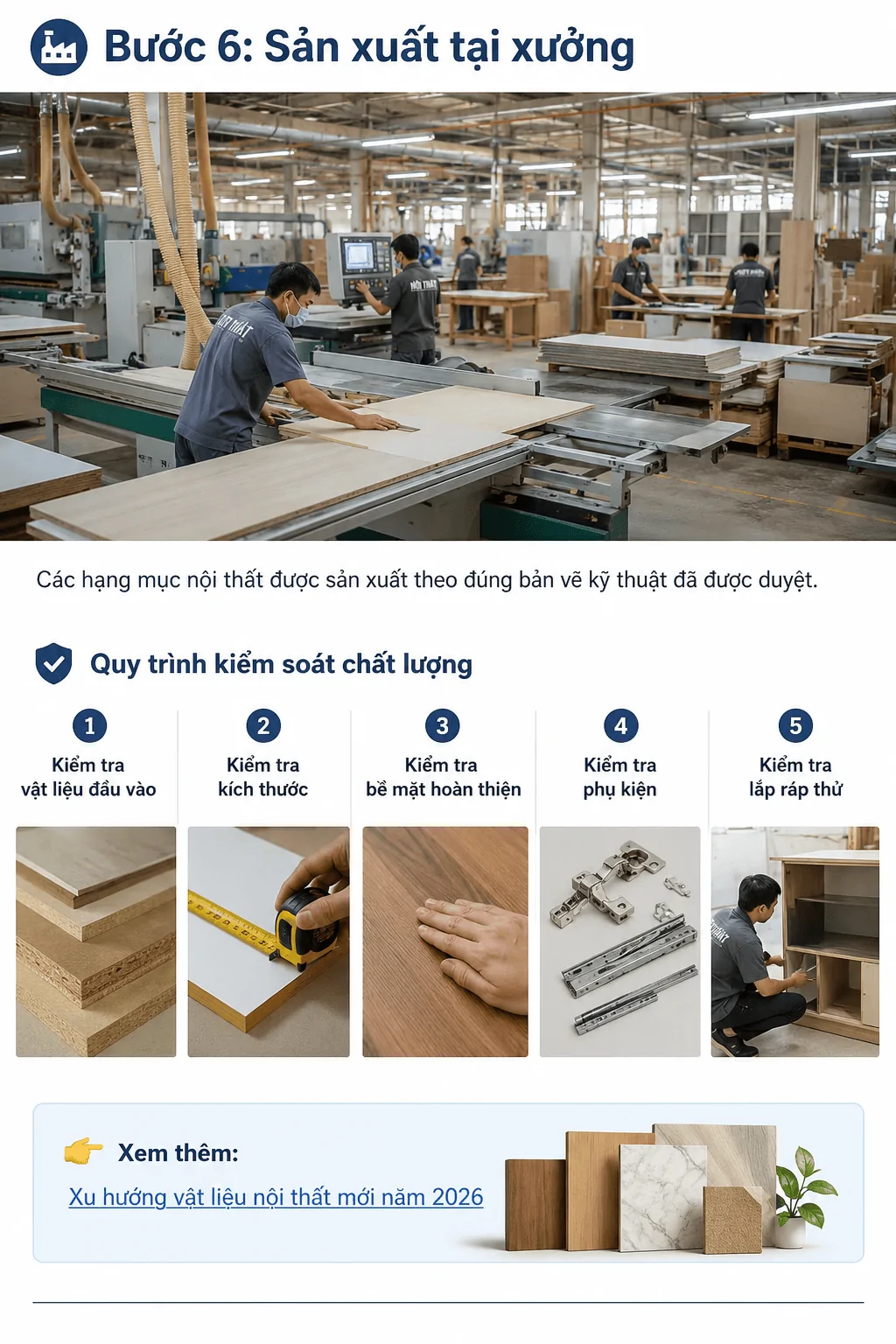 Sản xuất nội thất tại xưởng