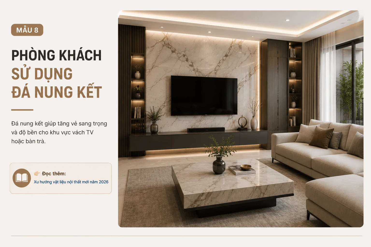 Phòng khách đá nung kết