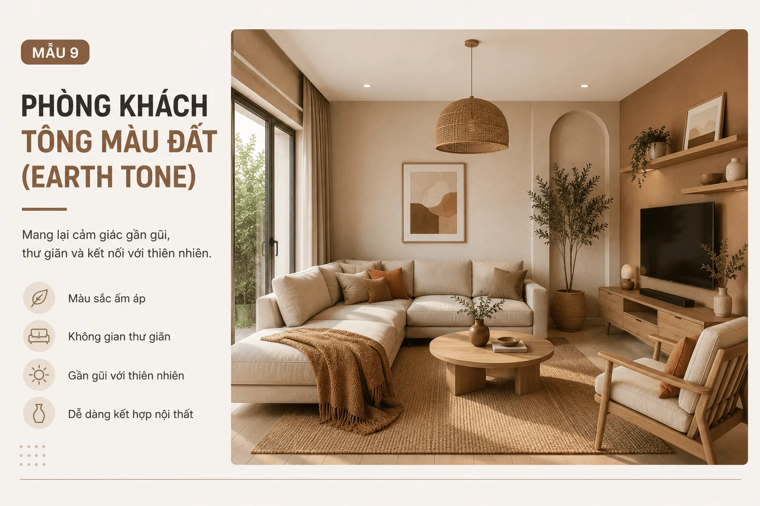 Phòng khách Earth Tone