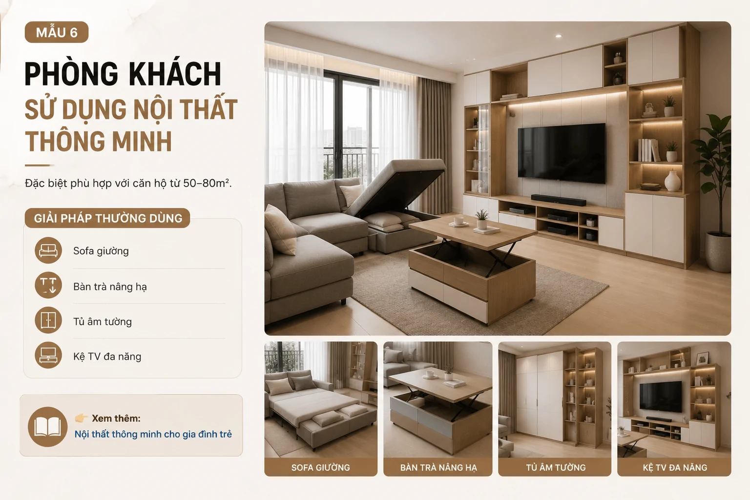 Phòng khách nội thất thông minh