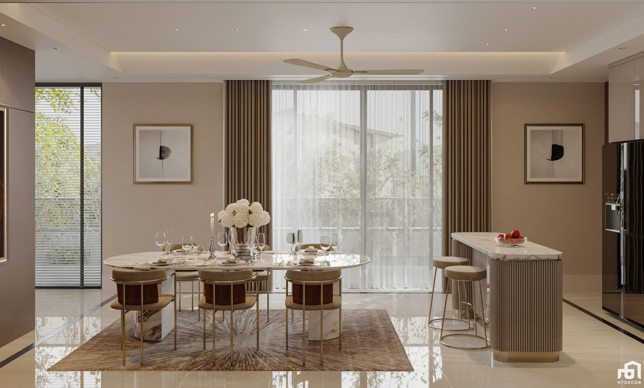 Dinner Room Mr Ha Modern Villa 3D Design of Interior Design Modern Style | NTDecor