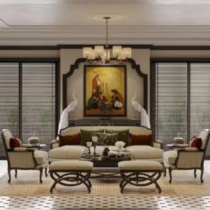 Living Room 3D Design of Interior Design Indochine Style | NTDecor