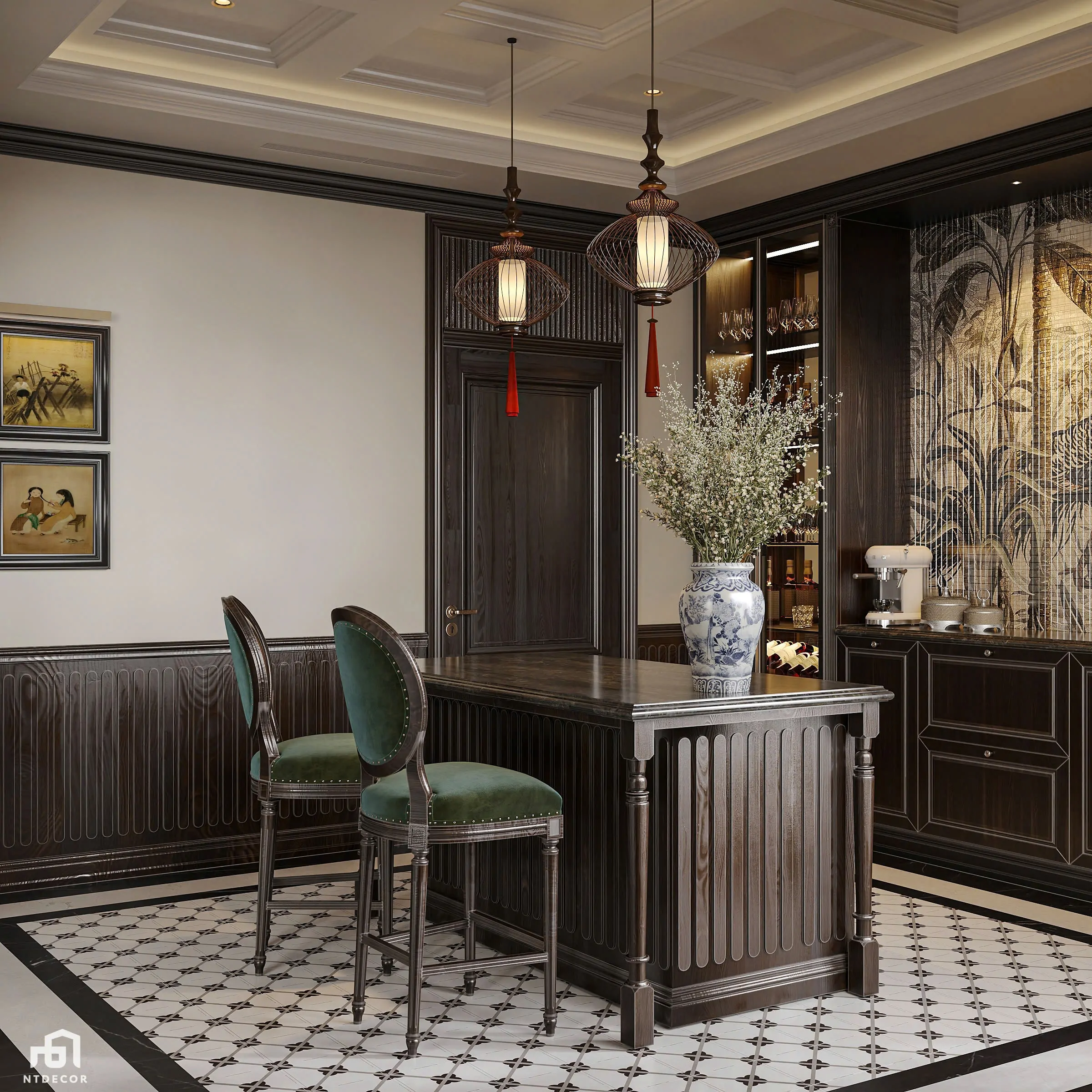 3D Design of Interior Design Indochine Style | NTDecor
