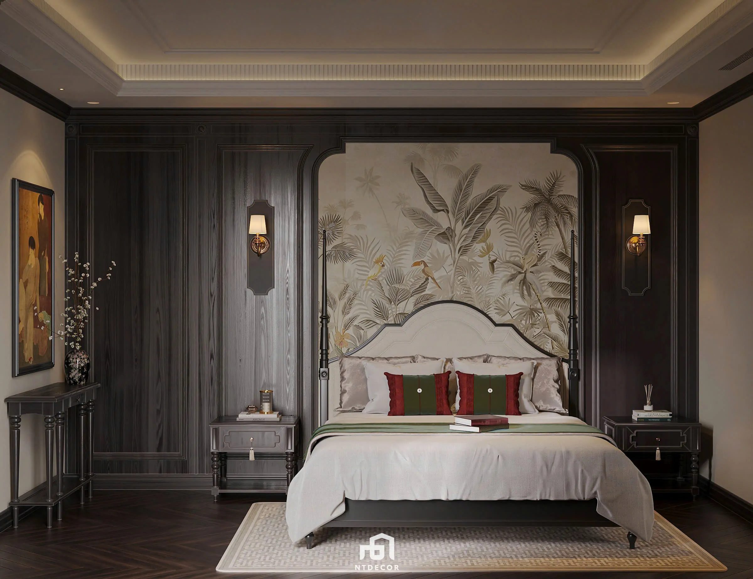 Bed Room 3D Design of Interior Design Indochine Style | NTDecor
