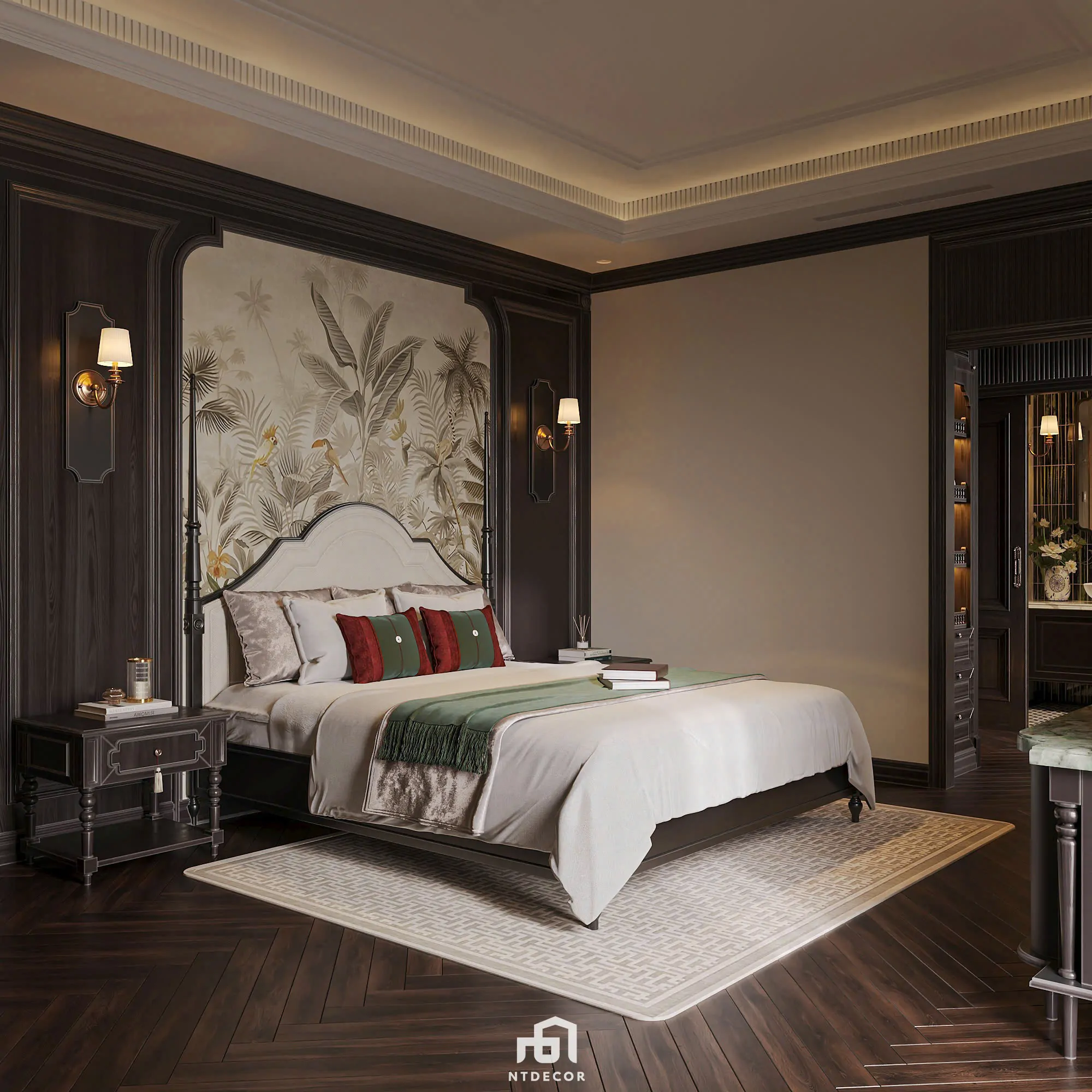 Bed Room 3D Design of Interior Design Indochine Style | NTDecor