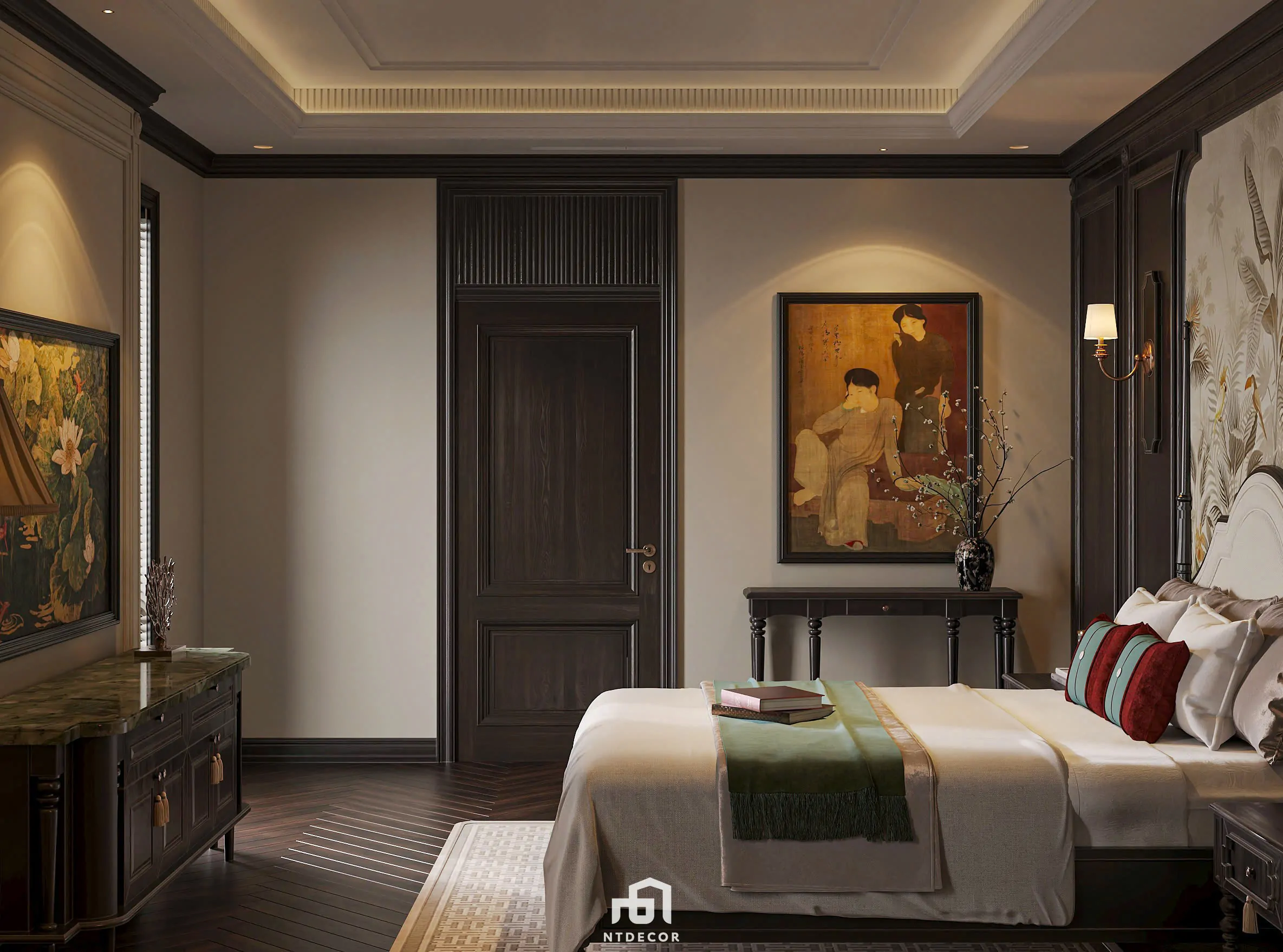 Bed Room 3D Design of Interior Design Indochine Style | NTDecor