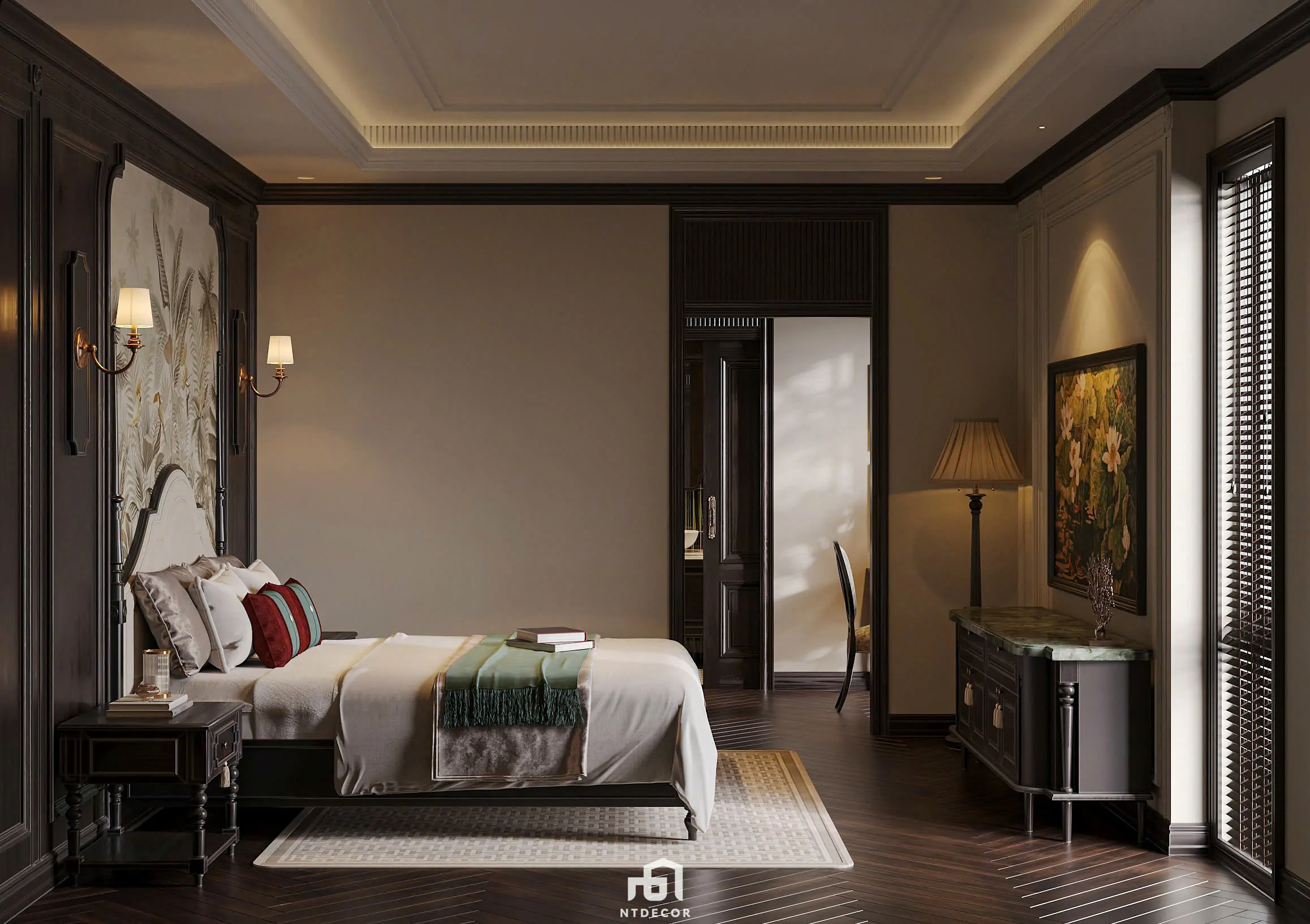 Bed Room 3D Design of Interior Design Indochine Style | NTDecor