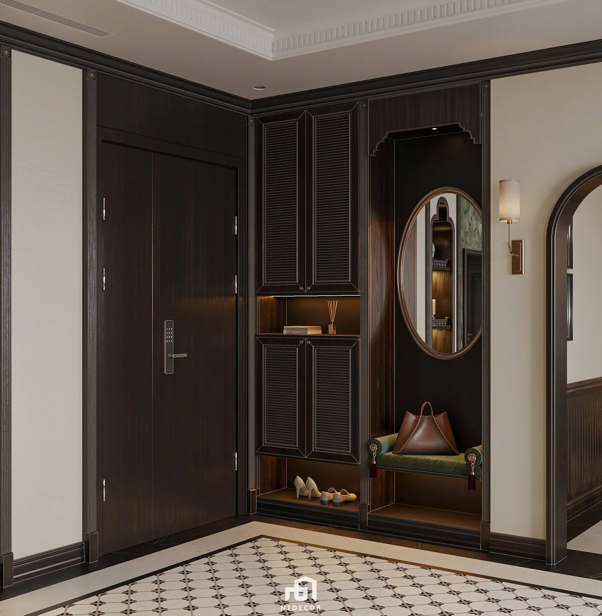 Living Room 3D Design of Interior Design Indochine Style | NTDecor