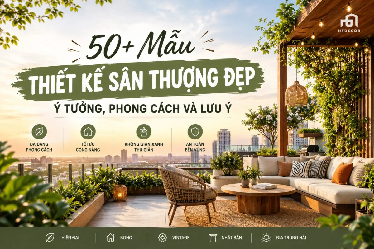 50+ mẫu thiết kế sân thượng đẹp với không gian xanh, khu thư giãn và nội thất ngoài trời | NTDecor