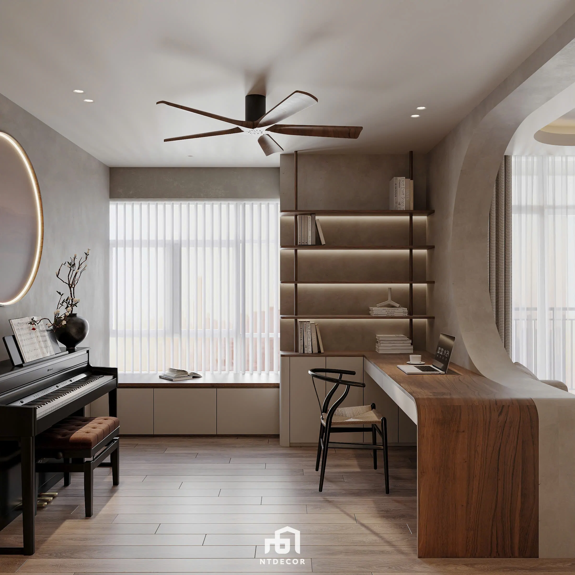 Phòng ngủ phong cách Wabi Sabi với vật liệu tự nhiên và màu trung tính | NTDecor