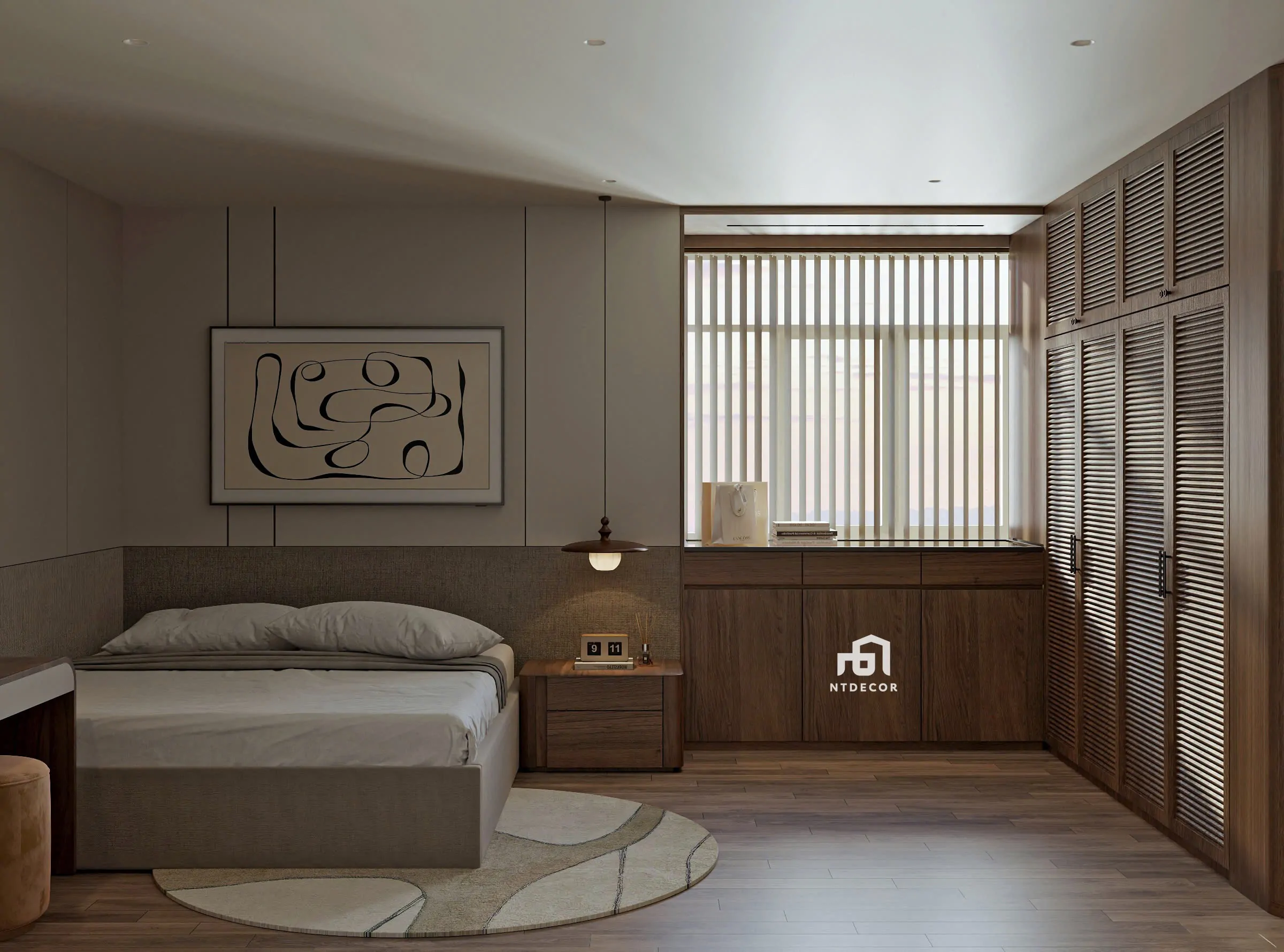 Không gian phòng ngủ Wabi Sabi tối giản và thư giãn | NTDecor